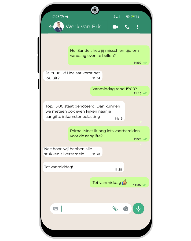 WhatsApp contact met Sander